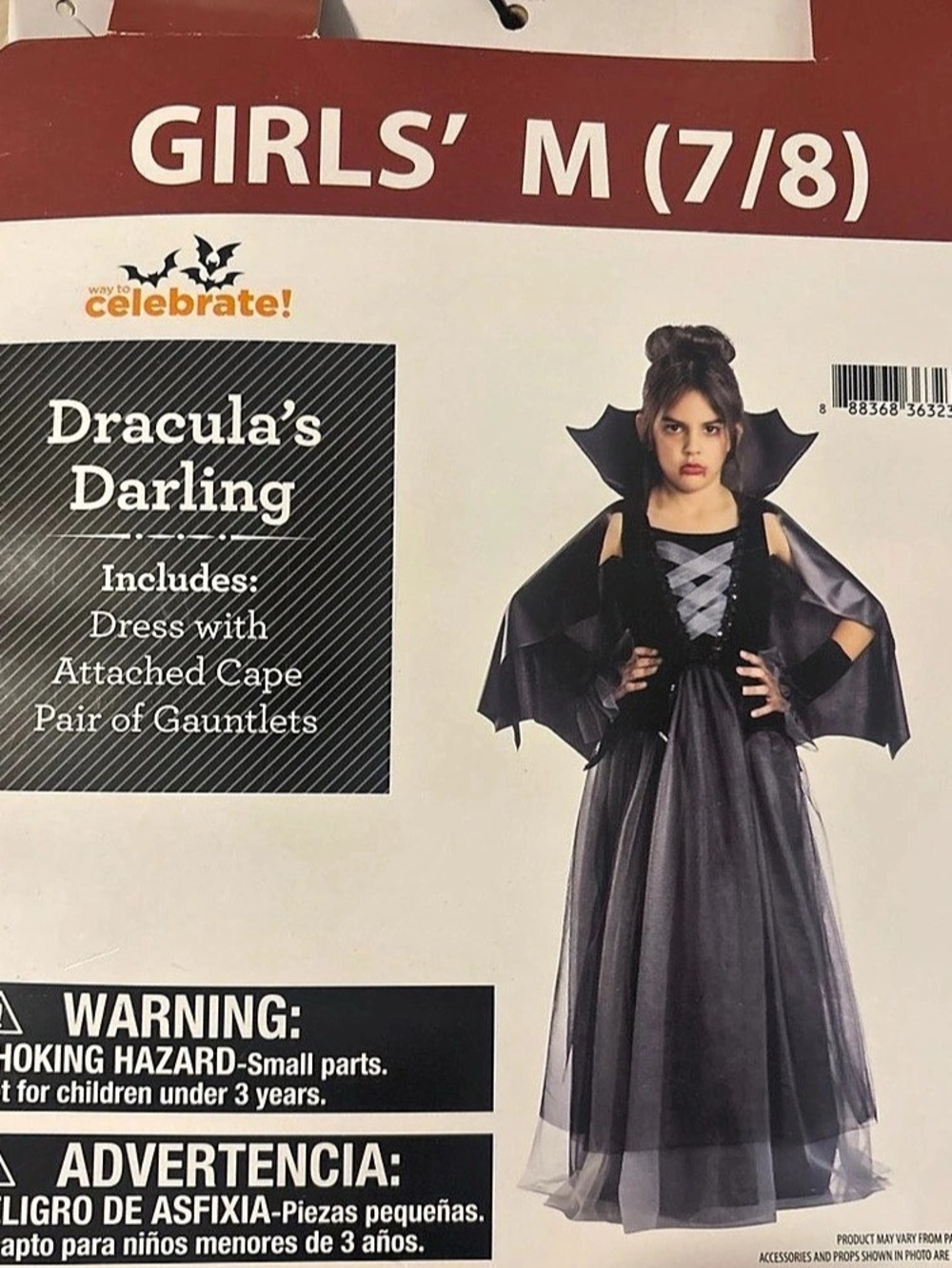 Celebrate It! Dracula's Darling! Girls Medium (7/8) Halloween Costume NWT